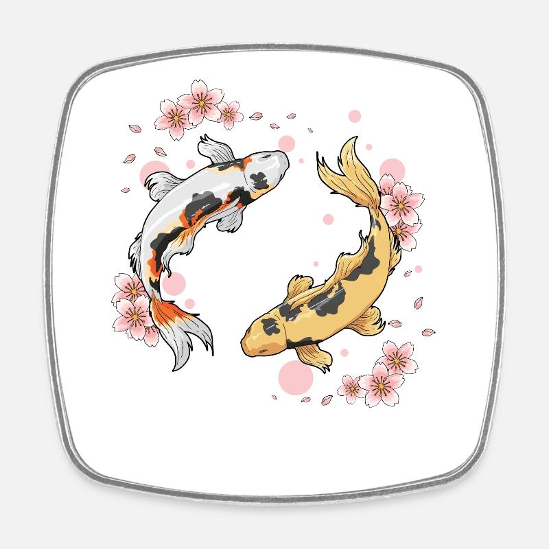 Poisson Kois - Magnet carré - blanc