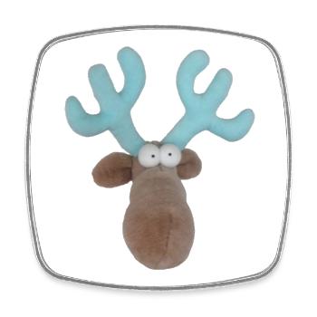 funny moose, moose head, moose head, antler turquoise - Square fridge magnet - white - Front