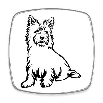 Cairn Terrier - Magnet carré - blanc - Devant