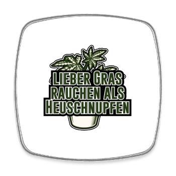 Lieber Gras rauchen als Heuschnupfen - Viereckiger Kühlschrankmagnet - Weiß - Vorne