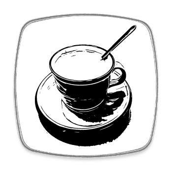 Tasse à café noir et blanc - Magnet carré - blanc - Devant
