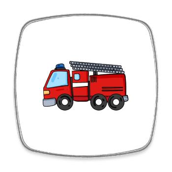 Camion de pompier - Magnet carré - blanc - Devant