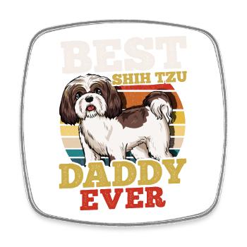 Shih Tzu Hundevater Retro - Viereckiger Kühlschrankmagnet - Weiß - Vorne