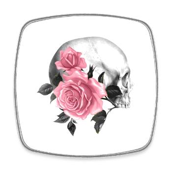 Rose Skull Gothic Design - Square fridge magnet - white - Front