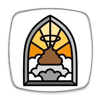 Holy Shit Glasmalerei Kirche lustige Poop Wortspiel meme - Viereckiger Kühlschrankmagnet - Weiß - Vorne