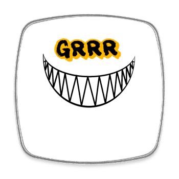 Grrr Sourire de monstre avec des dents - Magnet carré - blanc - Devant
