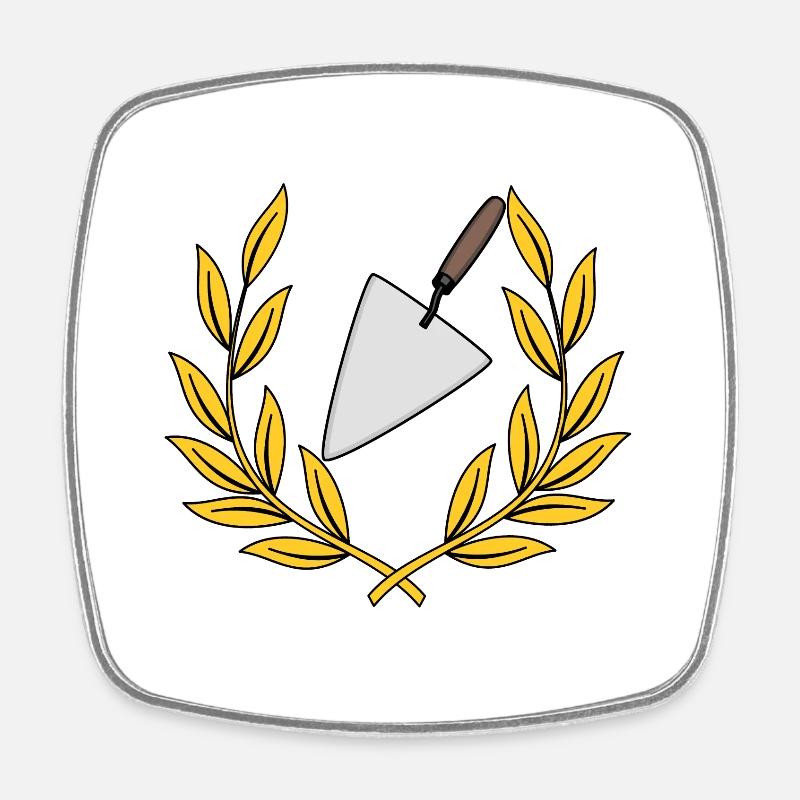 Truelle de maçon artisanat couronne de laurier - Magnet carré - blanc