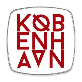 København Typo Monogram in Crimson Red - Square fridge magnet - white - Front