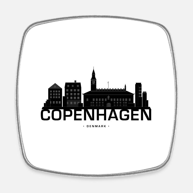 Copenhagen skyline Denmark - Square fridge magnet - white