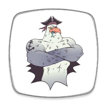 pirate seagull sea port captain seafaring ship - Square fridge magnet - white - Front