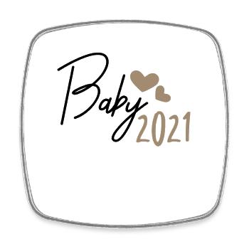 Bébé 2021 - Magnet carré - blanc - Devant