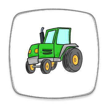 Traktor - Viereckiger Kühlschrankmagnet - Weiß - Vorne