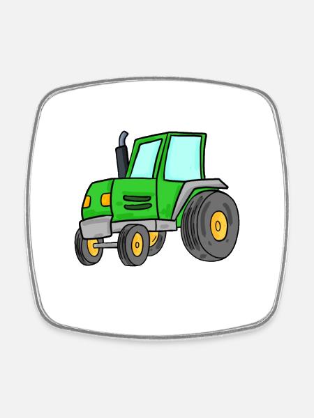 tractor - Square fridge magnet - white