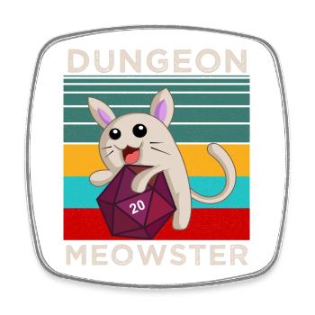 Dungeon Meowster Shirt – Funny Cat RPG Tee - Square fridge magnet - white - Front