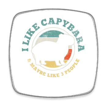 Capybara Introverti Rétro Vintage - Magnet carré - blanc - Devant