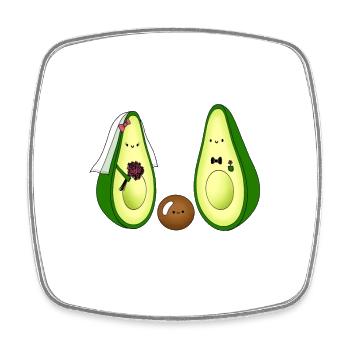 Avocado Brautpaar mit Kind Geschenk zur Hochzeit - Viereckiger Kühlschrankmagnet - Weiß - Vorne