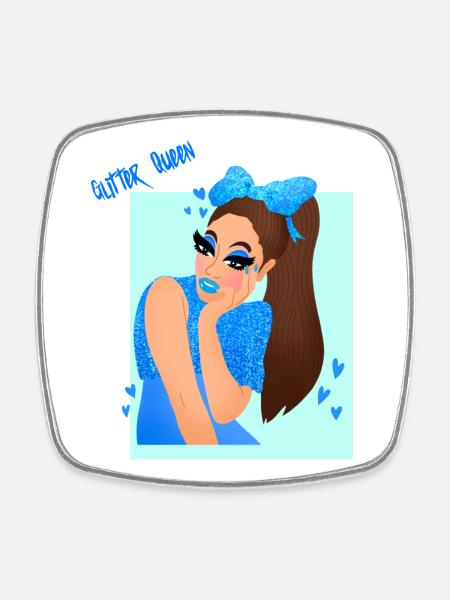 Glitter queen - Square fridge magnet - white