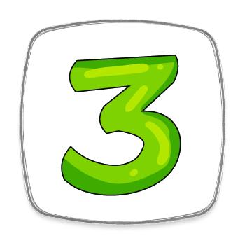 Digit 3 green - Square fridge magnet - white - Front
