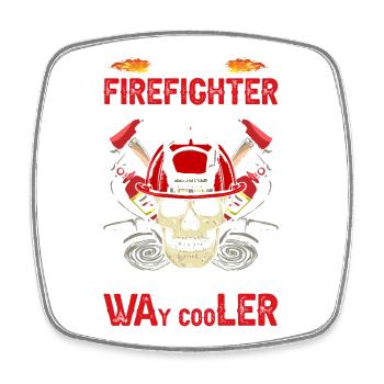 Fire department dad - Square fridge magnet - white - Front