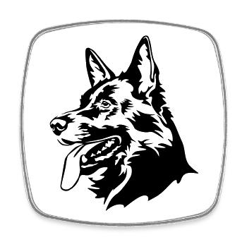 Deutscher Schäferhund Kopf - Viereckiger Kühlschrankmagnet - Weiß - Vorne