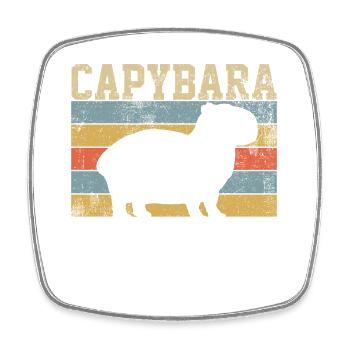 Capybara Nagetier Retro Vintage - Viereckiger Kühlschrankmagnet - Weiß - Vorne