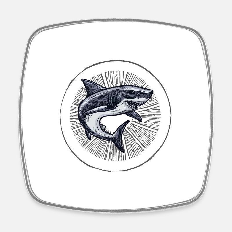 Dancing Shark - Magnet carré - blanc