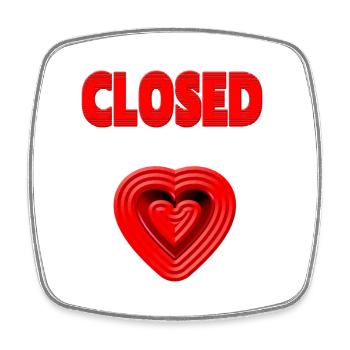 HEART closed - Heartache - Love grief V.2 - Square fridge magnet - white - Front