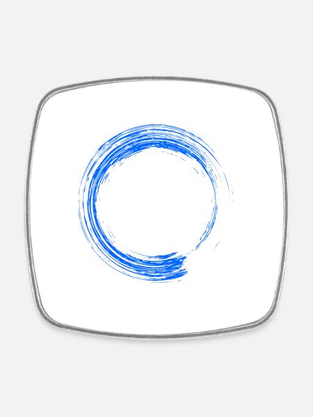 Circle Design Brush Blue - Square fridge magnet - white