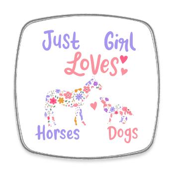 Horse Dog Horse Lover Dog Lover - Square fridge magnet - white - Front