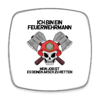 Feuerwehrmann - Viereckiger Kühlschrankmagnet - Weiß - Vorne