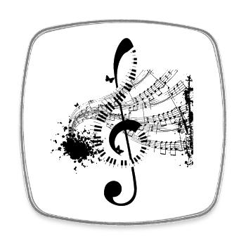 clé de clavier de piano - Magnet carré - blanc - Devant