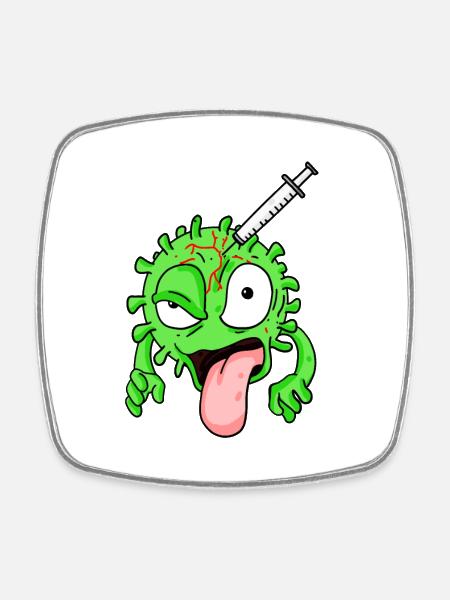 Virus geimpft - Viereckiger Kühlschrankmagnet - Weiß