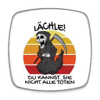 Sensenmann Retro Spruch lustig - Viereckiger Kühlschrankmagnet - Weiß - Vorne