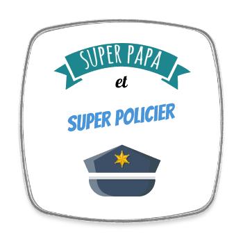 Super papa policier idée cadeau anniversaire - Magnet carré - blanc - Devant
