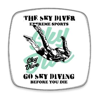 The Sky Diver Parachutiste - Magnet carré - blanc - Devant