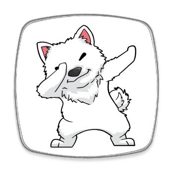 Samojede Dabbing Kawaii - Viereckiger Kühlschrankmagnet - Weiß - Vorne