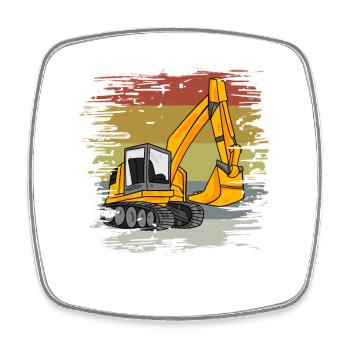 Dragage de chantier rétro - Magnet carré - blanc - Devant