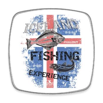 Iceland Fishing Flagge Angel Fisch Design - Viereckiger Kühlschrankmagnet - Weiß - Vorne