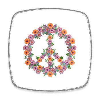 Pastellblume Friedenszeichen Retro-Vibes - Viereckiger Kühlschrankmagnet - Weiß - Vorne