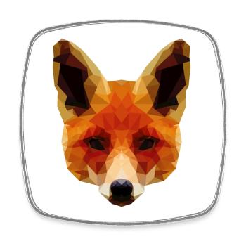 Renard polygonal orange - Magnet carré - blanc - Devant