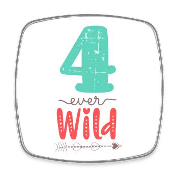 Four Ever Wild 4. Geburtstag Geschenk Mädchen - Viereckiger Kühlschrankmagnet - Weiß - Vorne