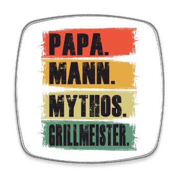 Papa Mann Mythos Grillmeister Grillmaster BBQ - Viereckiger Kühlschrankmagnet - Weiß - Vorne