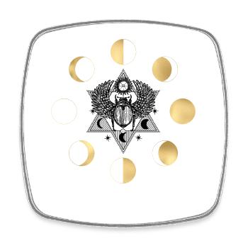 Phase de lune : motif circulaire doré - Magnet carré - blanc - Devant