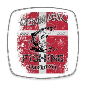Denmark Fishing Flagge Angeln Fisch Design - Viereckiger Kühlschrankmagnet - Weiß - Vorne