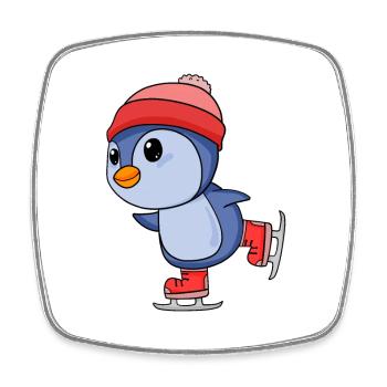 Patins à glace - Magnet carré - blanc - Devant