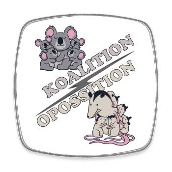 Pro Contra Debattieren Politik Meme Koala Opossum - Viereckiger Kühlschrankmagnet - Weiß - Vorne