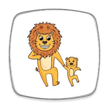 Lion avec enfant - Magnet carré - blanc - Devant