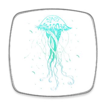 Jellyfish Sea Animal Psychedelic Art Gift - Square fridge magnet - white - Front