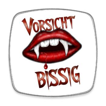 Vorsicht bissig - Viereckiger Kühlschrankmagnet - Weiß - Vorne