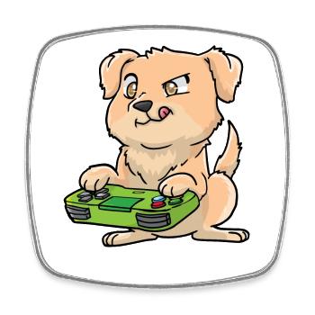 Golden Retriever Gaming Kawaii - Viereckiger Kühlschrankmagnet - Weiß - Vorne